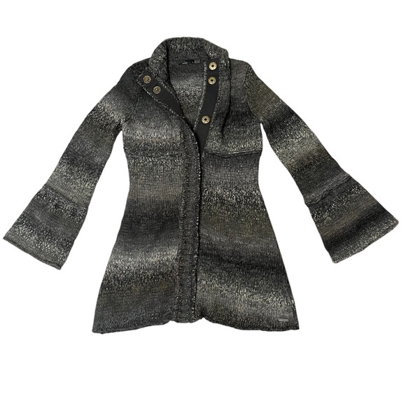 prAna Amber Duster Sweater | Bell Sleeve Snap Buttons Knit Wool Blend | Size S - Picture 1 of 4